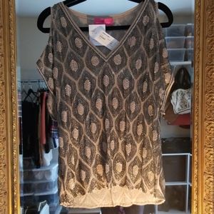 Pookie & Sebastian NYC pure silk & beaded blouse